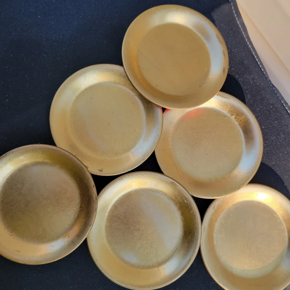 Gold Lacquer Coasters (6) ~ Viking Import Japan ~ 1960s? ~ Versatile ~ Vintage